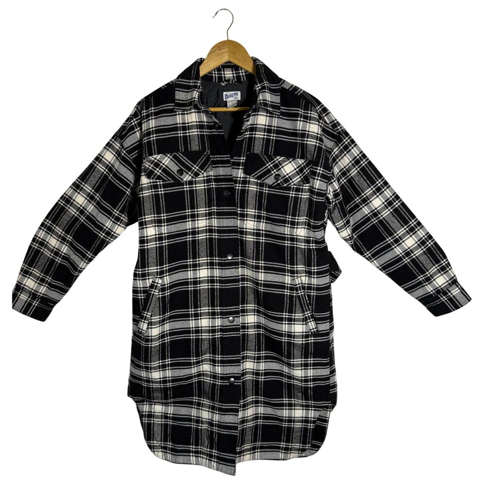 Duluth Trading Co. Heavyweight Plaid Insulated Shacket Jacket Black White S
